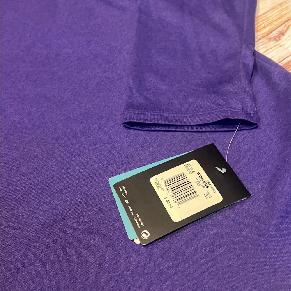 One Nike T-Shirt Dri-Fit Women's Purple V-Neck Long Sleeve Top - Picture 4 of 4